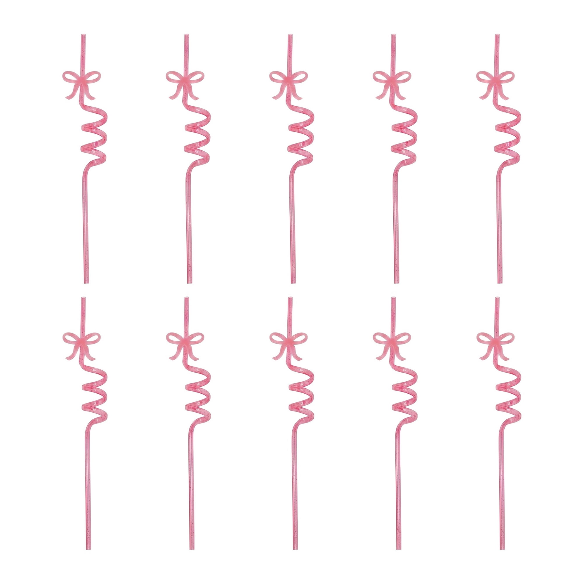Unique Bargains 10Pcs Reusable Plastic Dishwasher Safe Straws Red