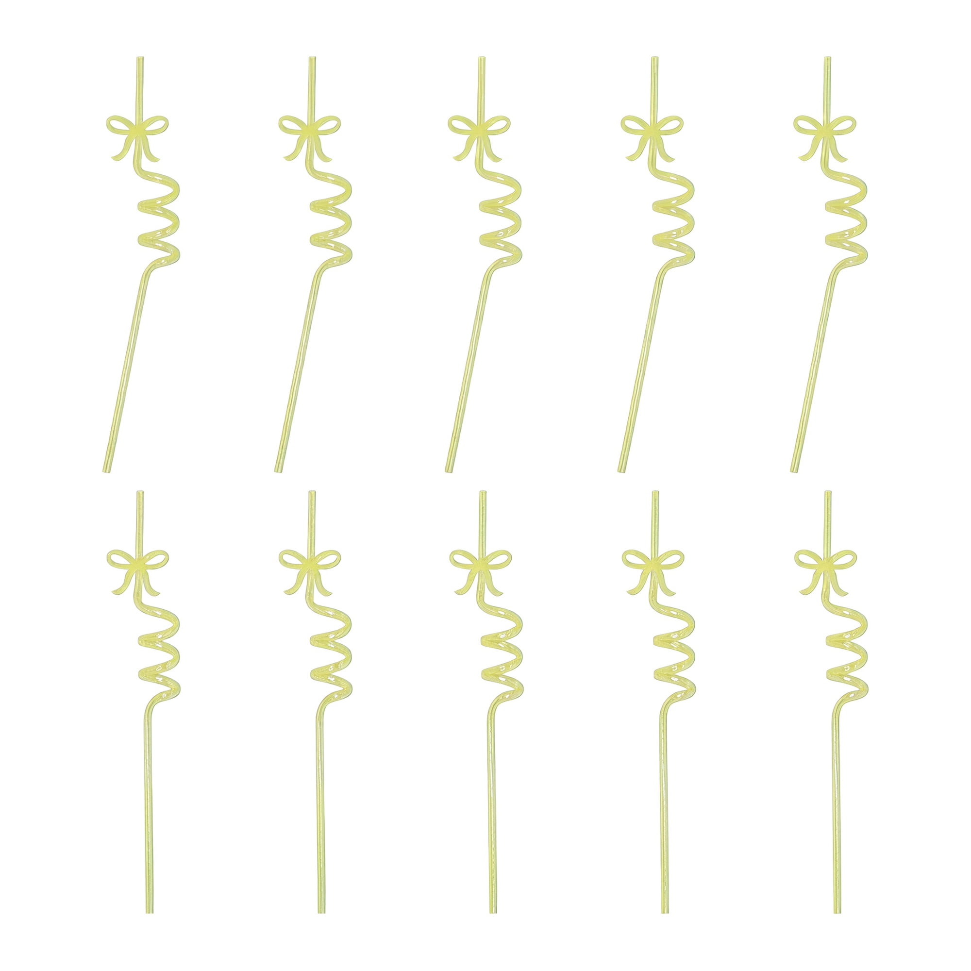 Unique Bargains 10Pcs Reusable Plastic Dishwasher Safe Straws Yellow