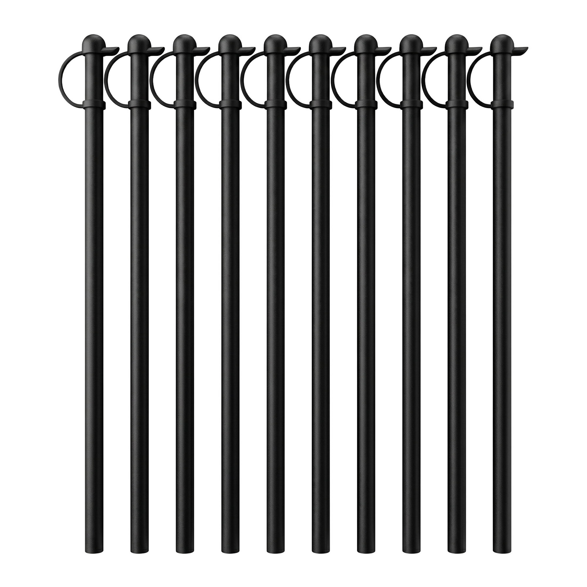 Unique Bargains 10Pcs Reusable Silicone Dishwasher Safe Straws Black