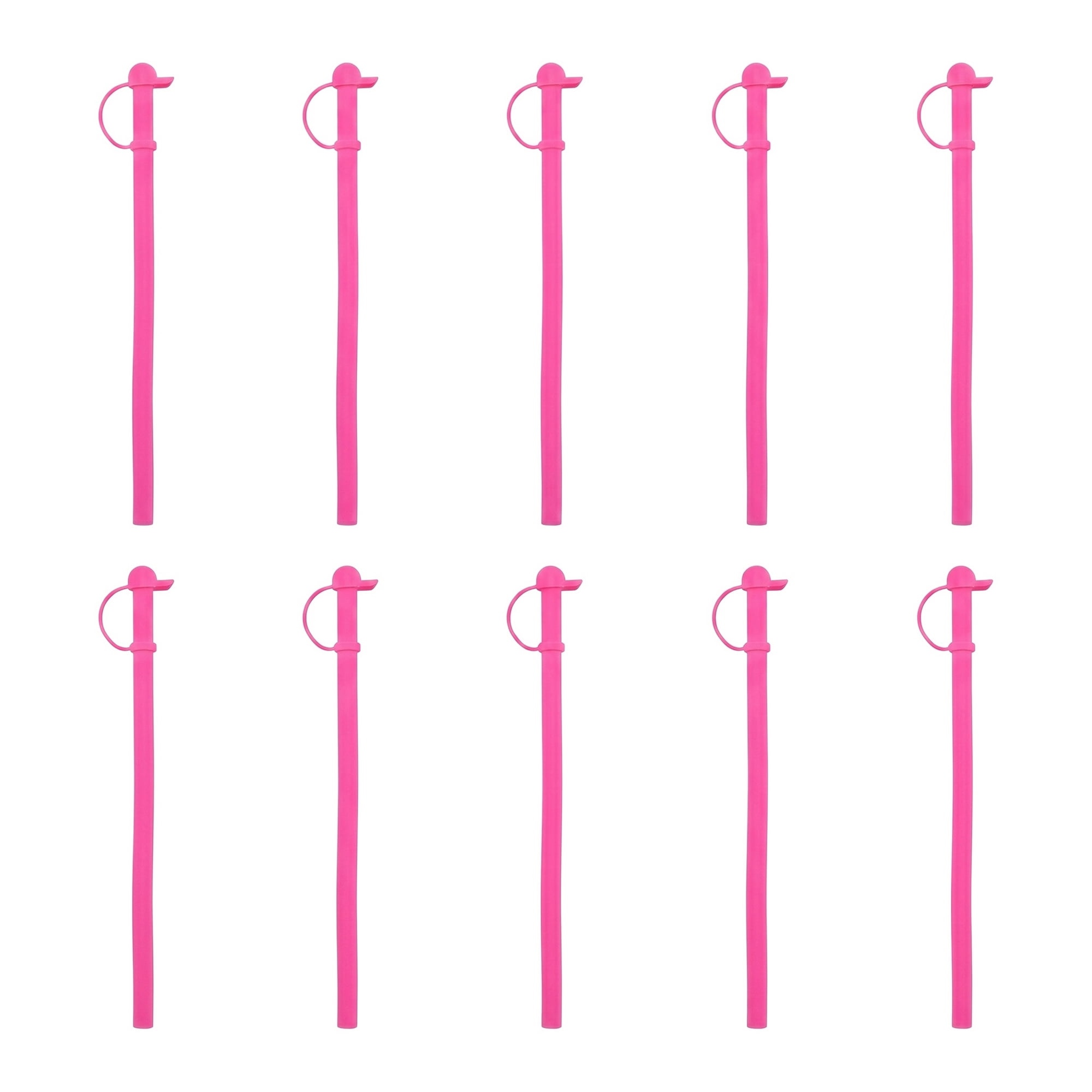 Unique Bargains 10Pcs Reusable Silicone Dishwasher Safe Straws Pink