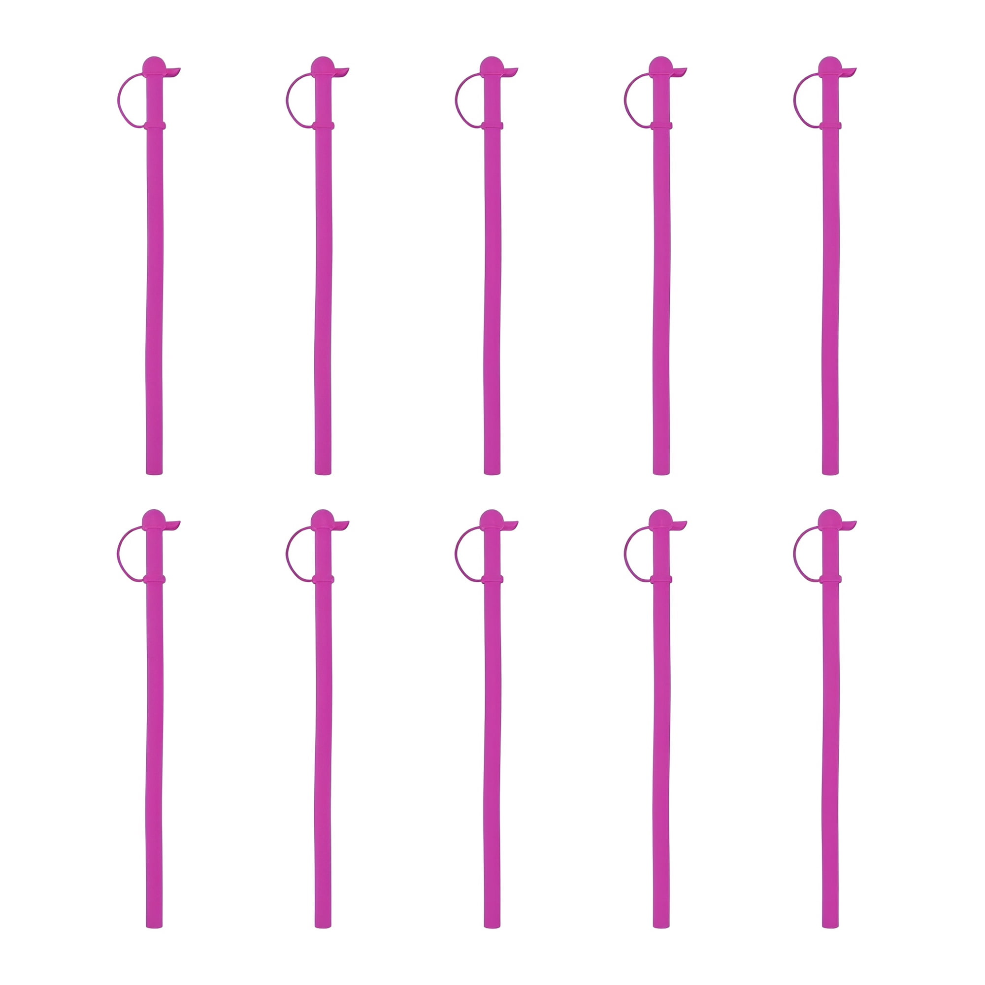 Unique Bargains 10Pcs Reusable Silicone Dishwasher Safe Straws Purple