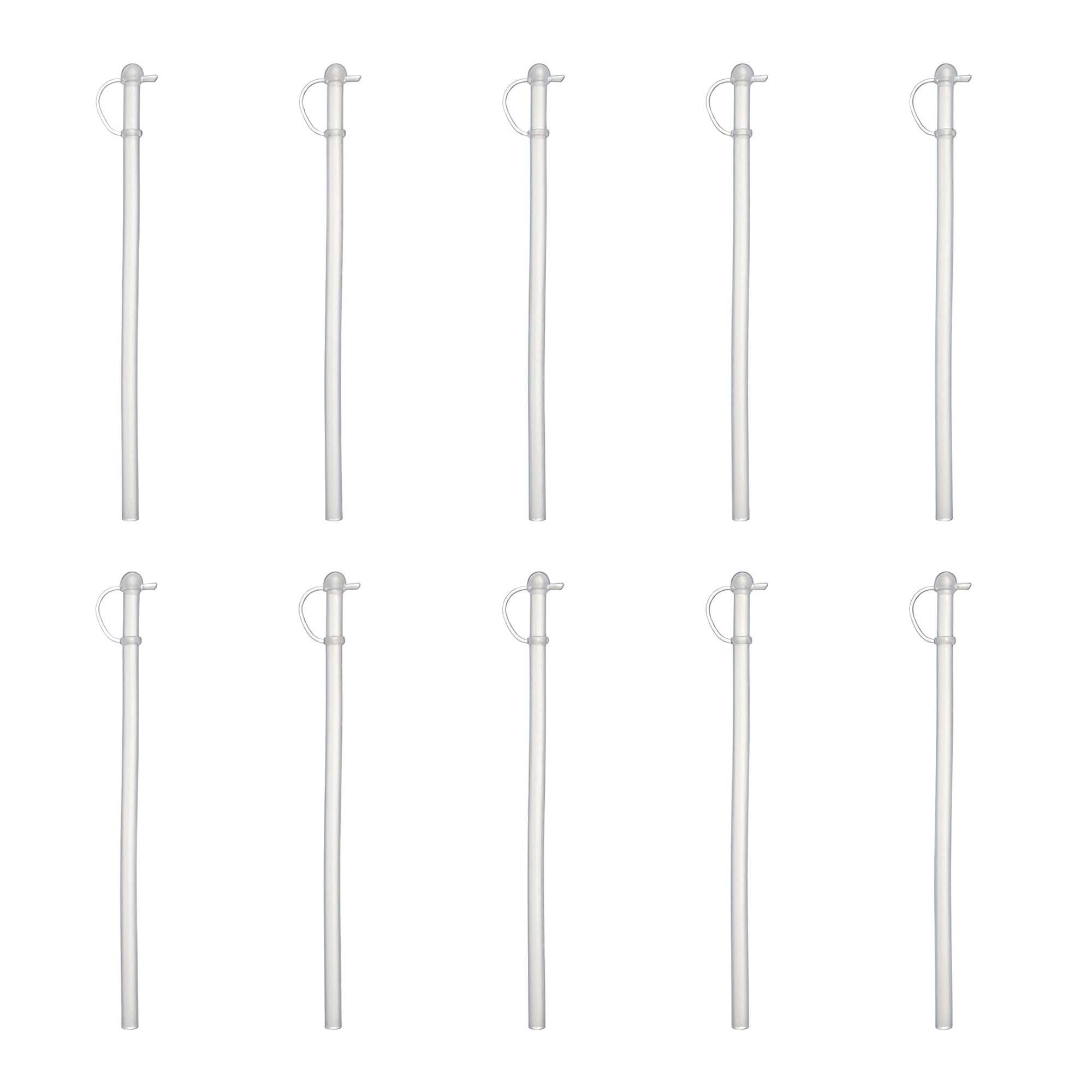 Unique Bargains 10Pcs Reusable Silicone Dishwasher Safe Straws White