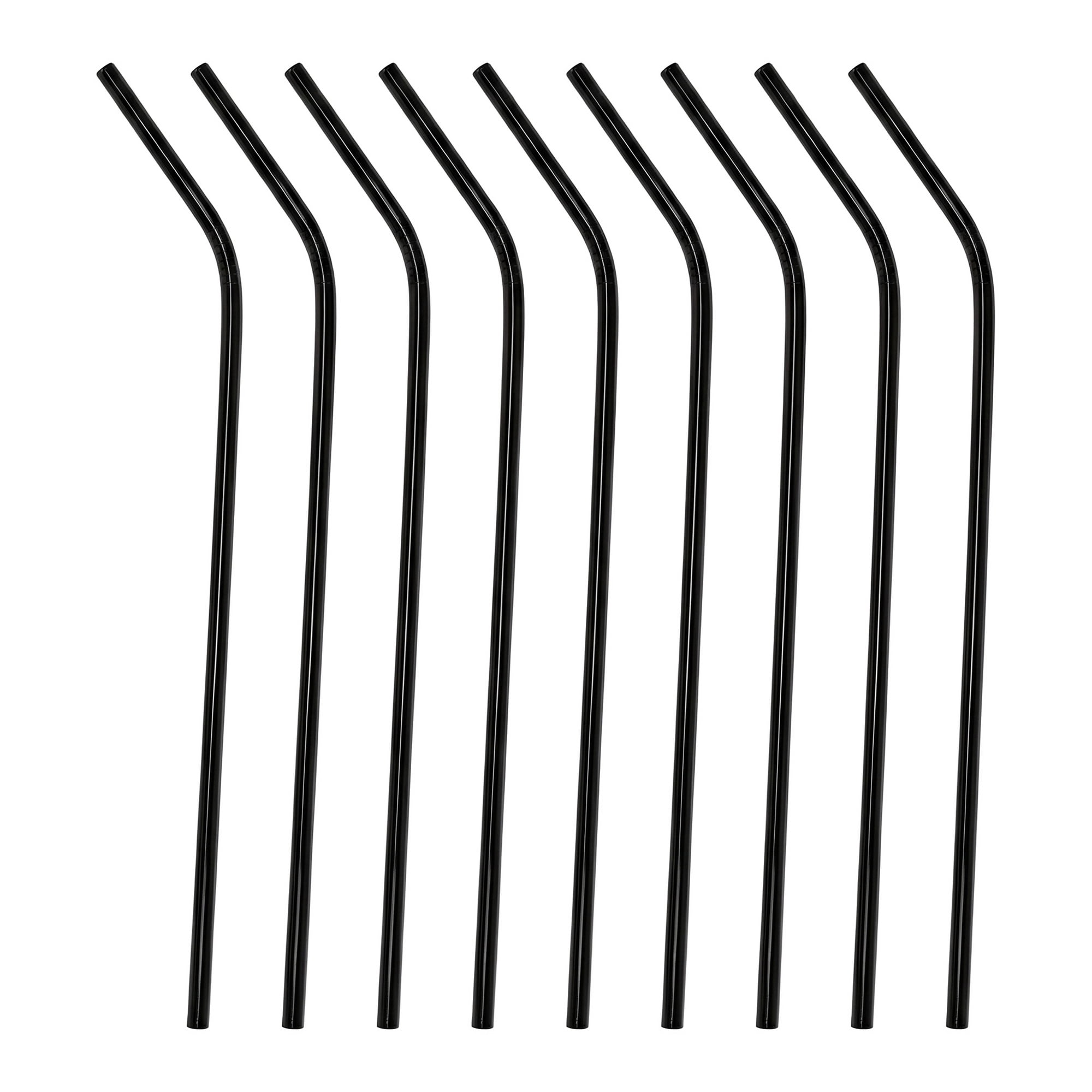 Unique Bargains 10Pcs Reusable Stainless Steel Dishwasher Safe Straws Black
