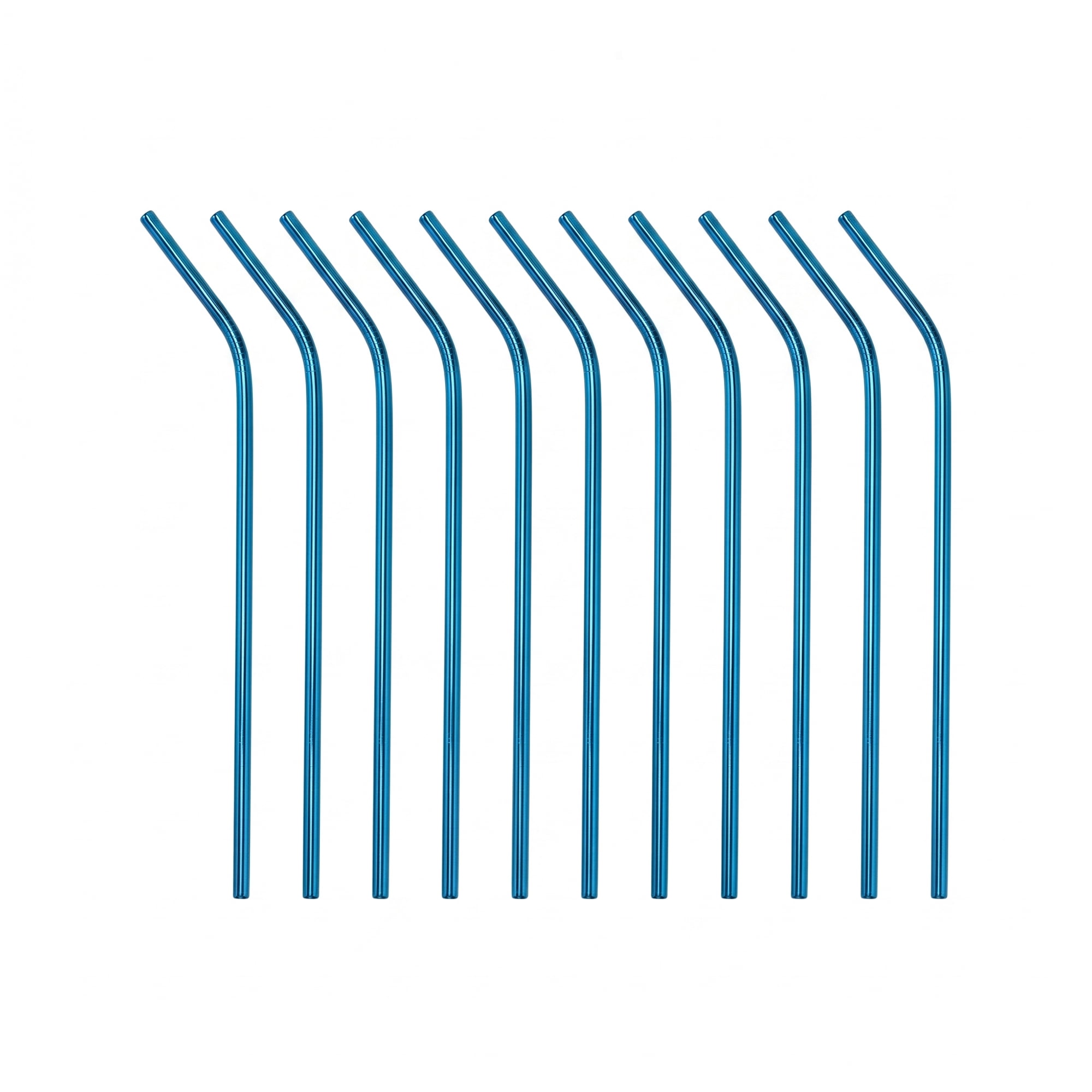Unique Bargains 10Pcs Reusable Stainless Steel Dishwasher Safe Straws Blue