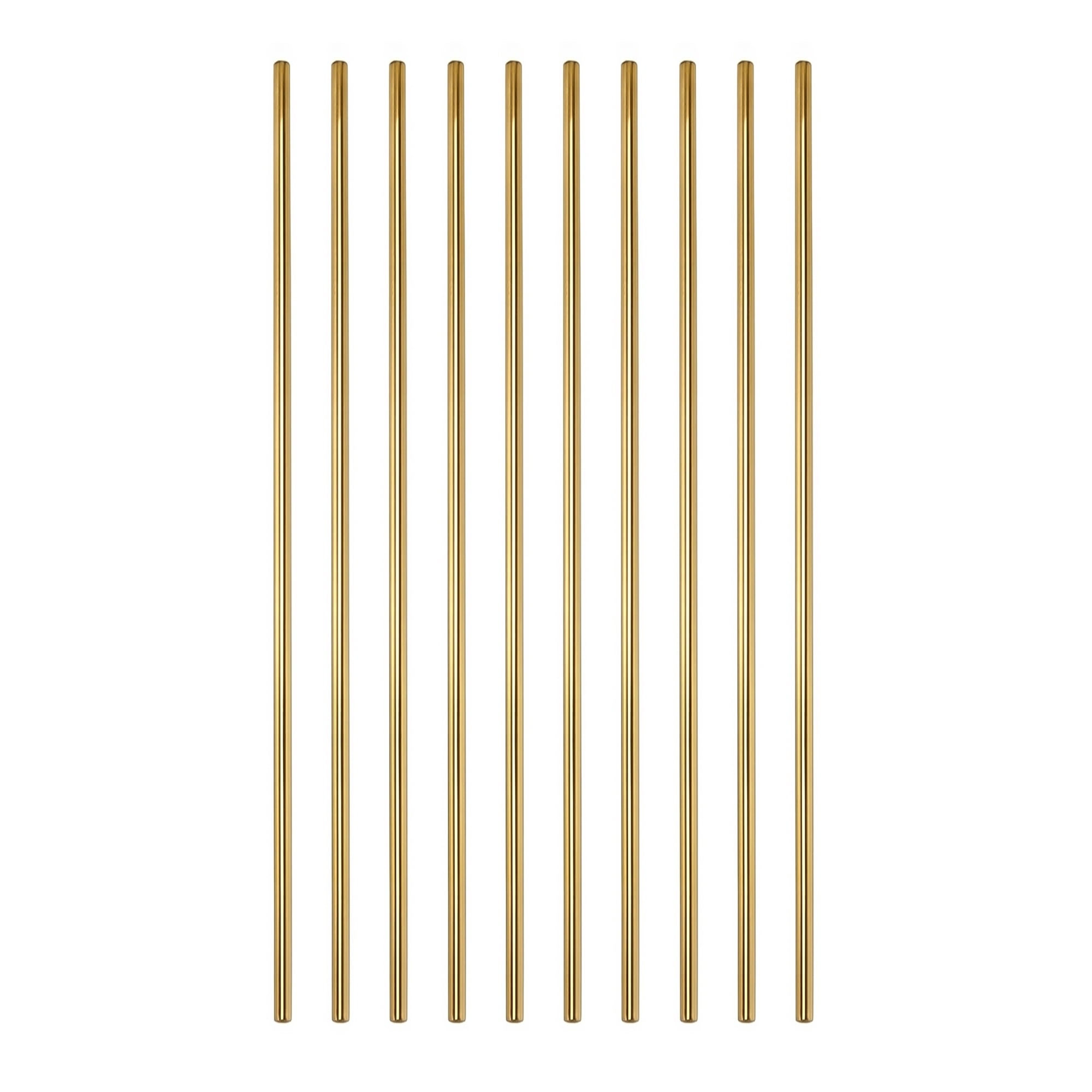 Unique Bargains 10Pcs Reusable Stainless Steel Dishwasher Safe Straws Gold