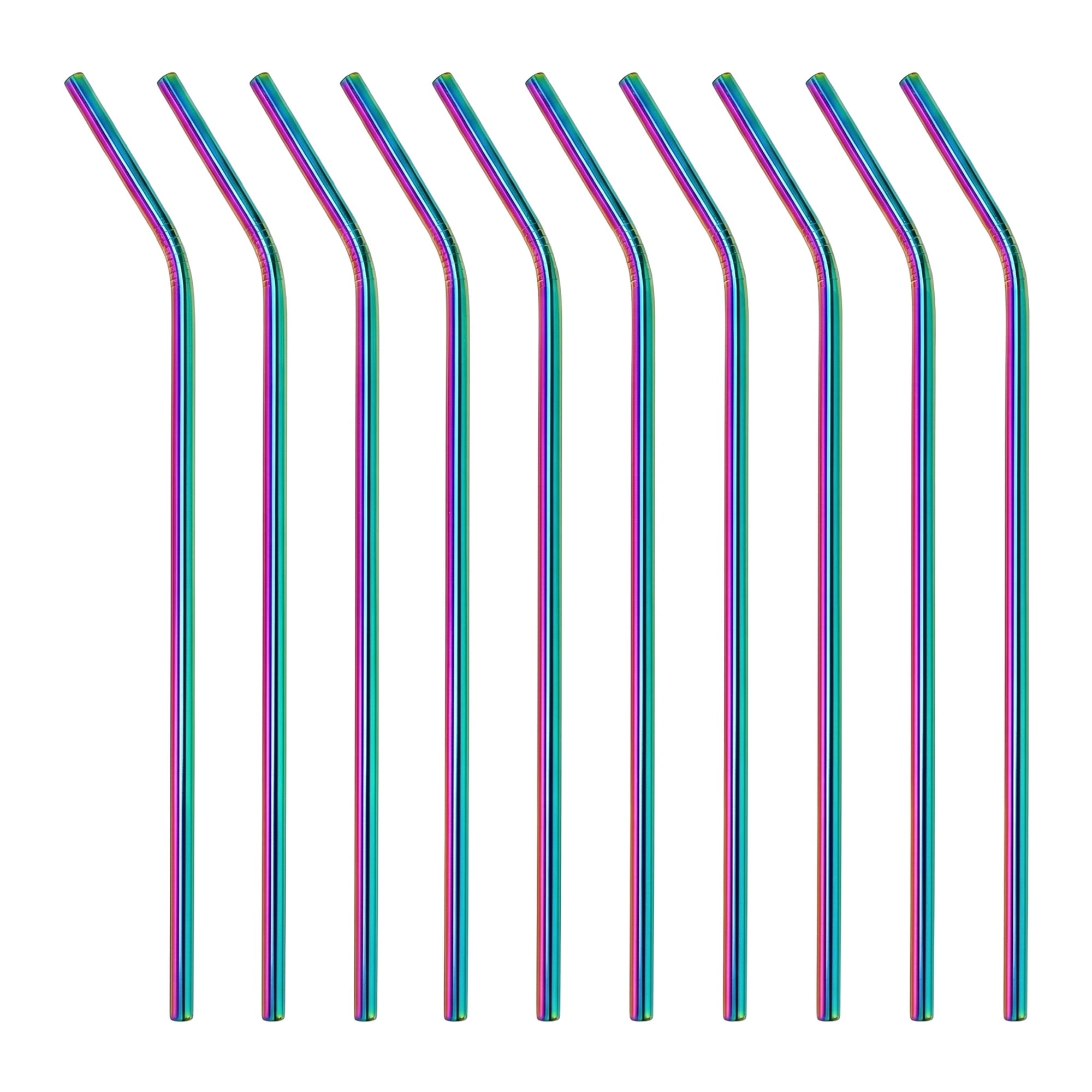 Unique Bargains 10Pcs Reusable Stainless Steel Dishwasher Safe Straws Iridescent A