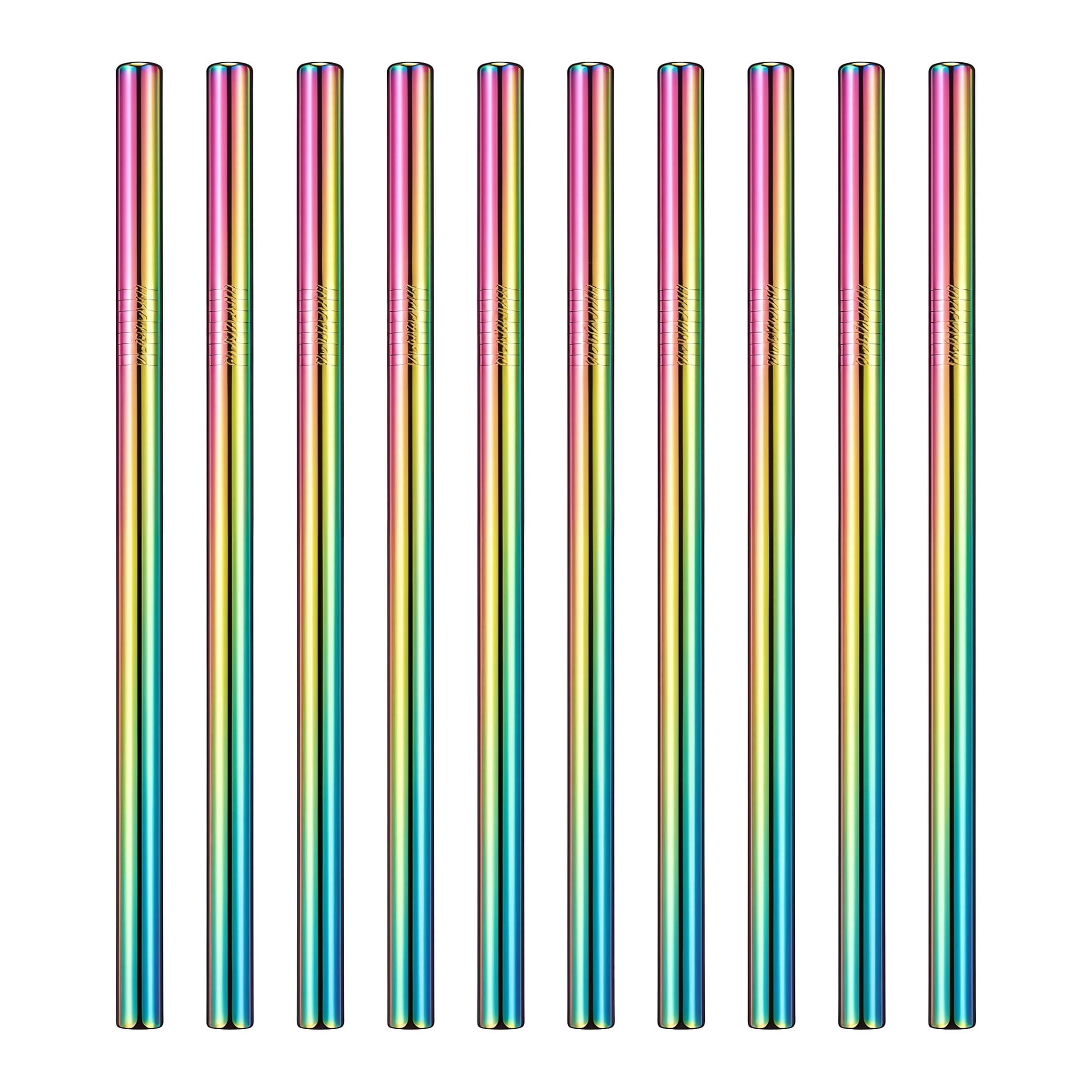 Unique Bargains 10Pcs Reusable Stainless Steel Dishwasher Safe Straws Iridescent