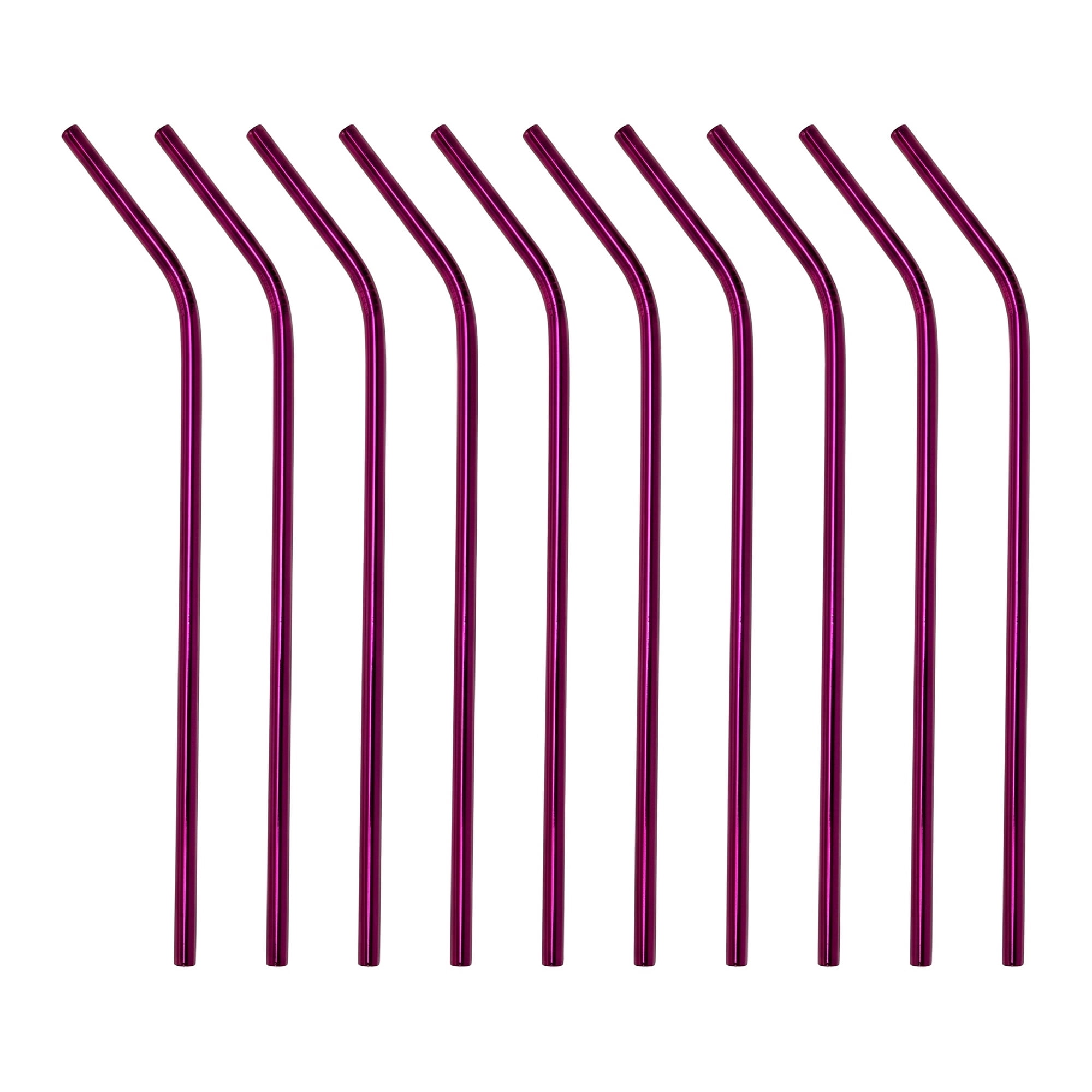 Unique Bargains 10Pcs Reusable Stainless Steel Dishwasher Safe Straws Purple