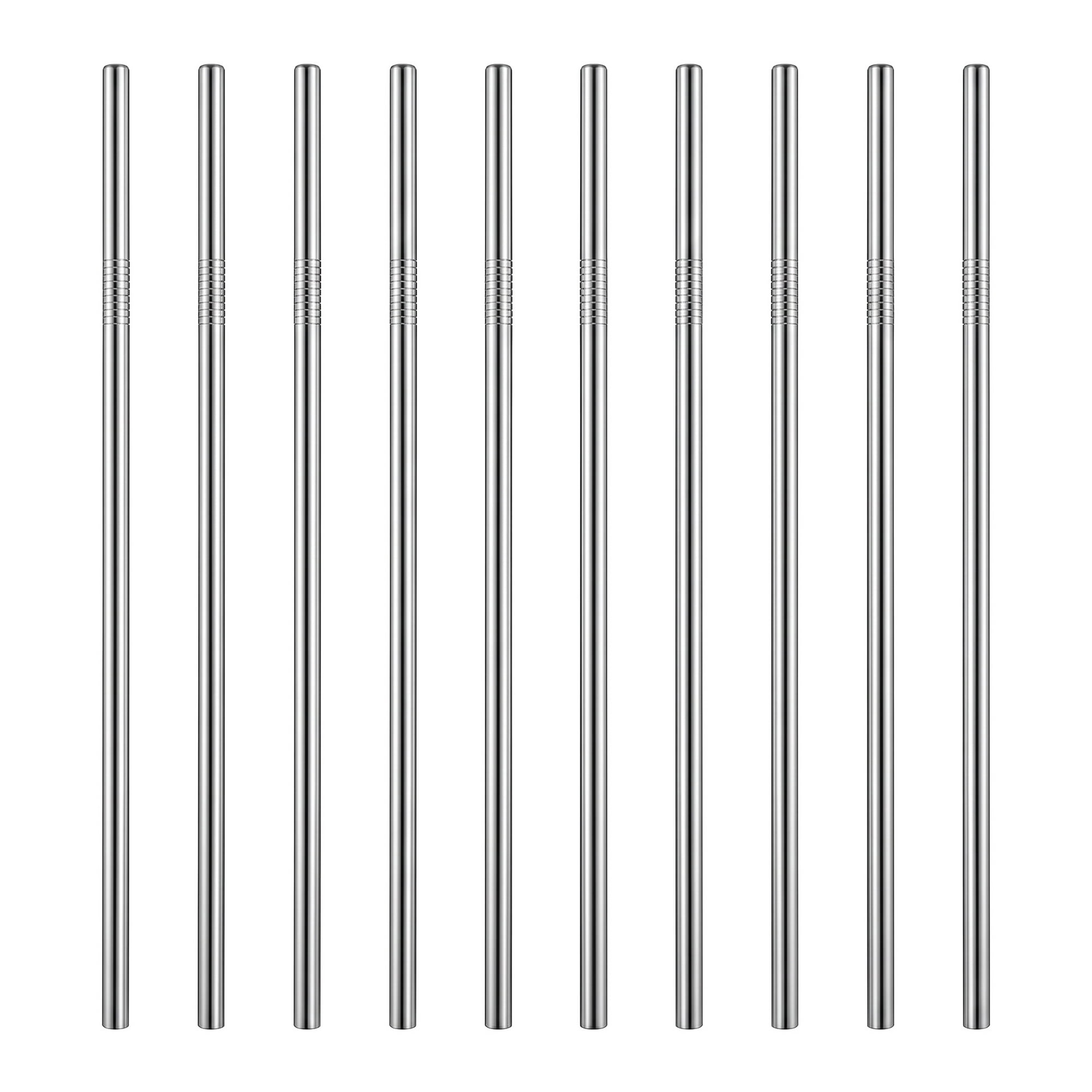Unique Bargains 10Pcs Reusable Stainless Steel Dishwasher Safe Straws Silver A