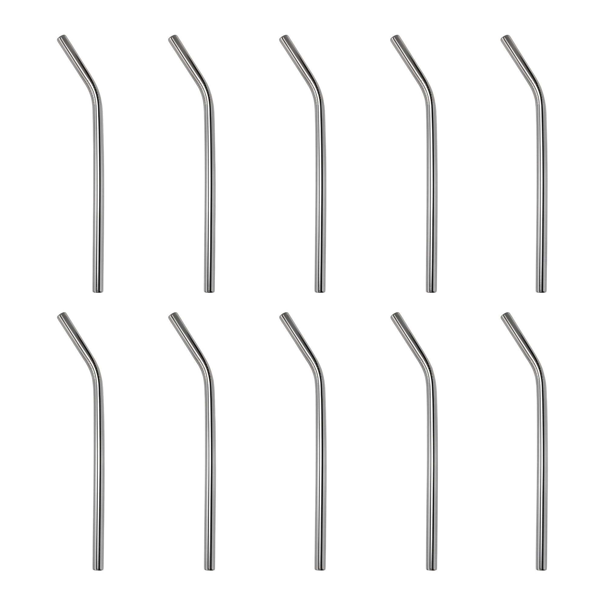 Unique Bargains 10Pcs Reusable Stainless Steel Dishwasher Safe Straws Silver