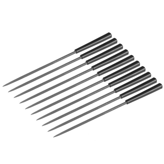 Unique Bargains 10Pcs Second Cut Steel Round Needle File with Plastic Handle, 3mm x 140mm