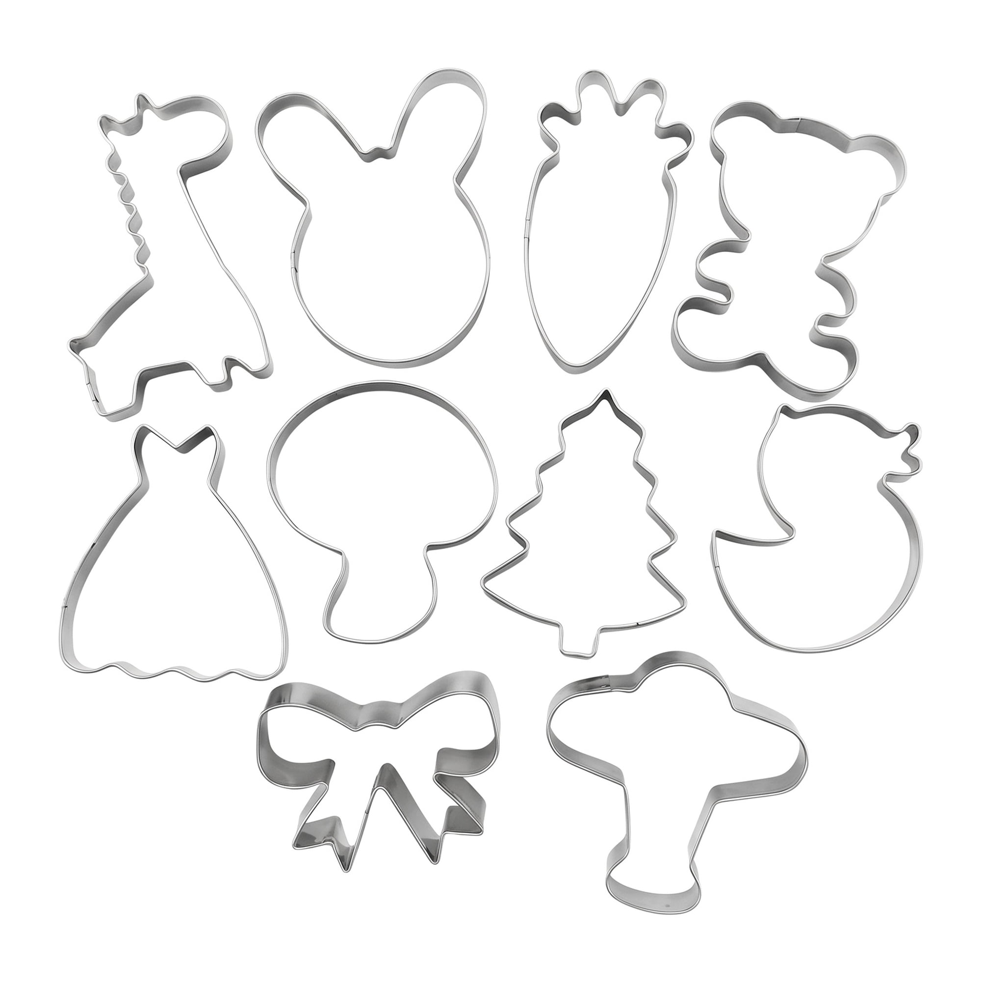 Unique Bargains 10Pcs Stainless Steel Small Metal Cookie Cutters Set Silver-4
