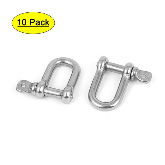 Unique Bargains 10Pcs Stainless Steel Wire Rope Fastener Bow D Shackles 4mm Thread