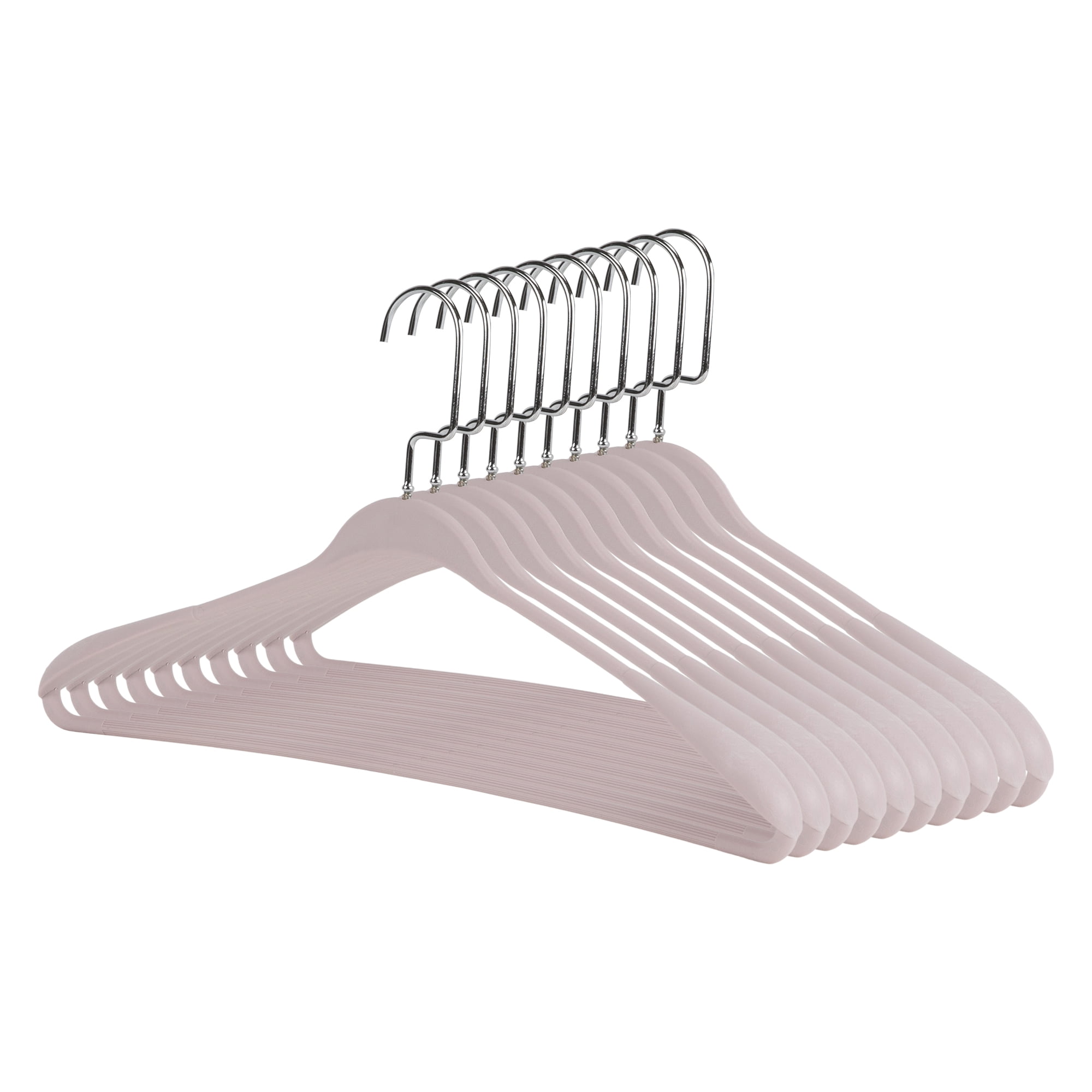 Unique Bargains 10Pcs Velvet Suit Hangers for Coats and Jackets Mousse Pink 16.9" x 21"