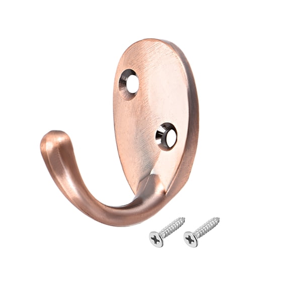 Unique Bargains 10Pcs Wall Mounted Hook Robe Hooks Single Coat Hanger, Zinc Alloy, Copper Tone
