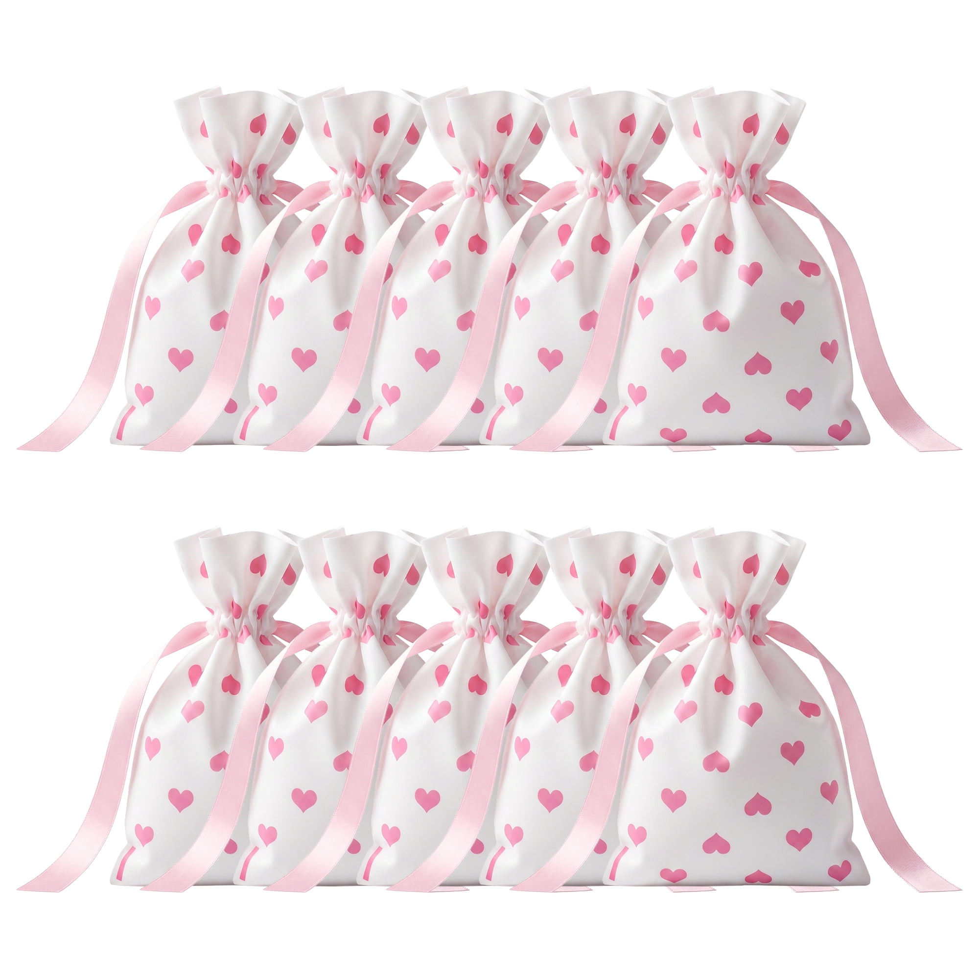 Unique Bargains 10Pcs Waterproof Gift Bags with Handles Heart Pattern 4.7" x 6.7"