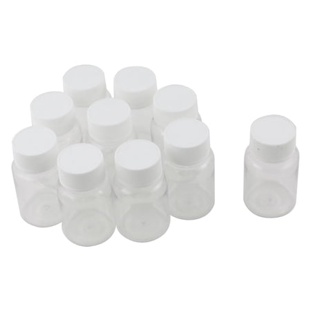 Unique Bargains 10pcs White Cap Plastic Reagent Storage Bottle Container 80ml for Laboratory