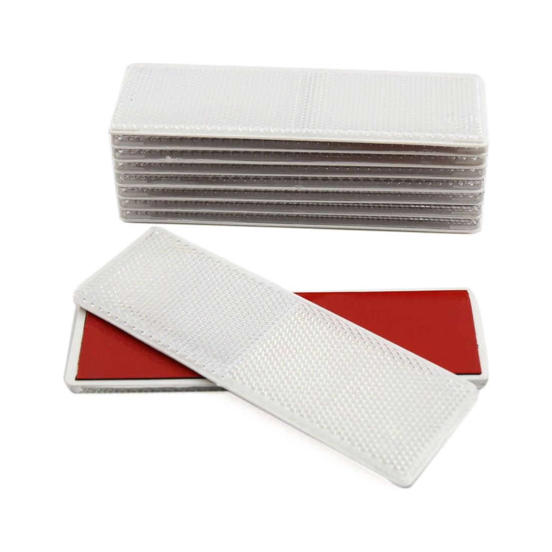 Unique Bargains 10Pcs White Plastic Car Vehicle Rectangle Reflector Warning Plate Stickers