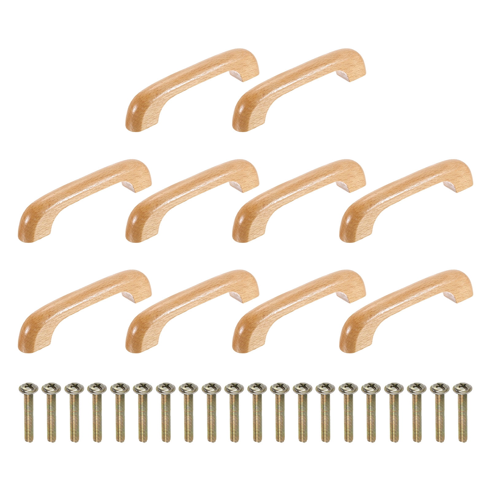 Unique Bargains 10Pcs Wood Drawer Pulls Handles, 96mm Hole Spacing for Kitchen Dresser