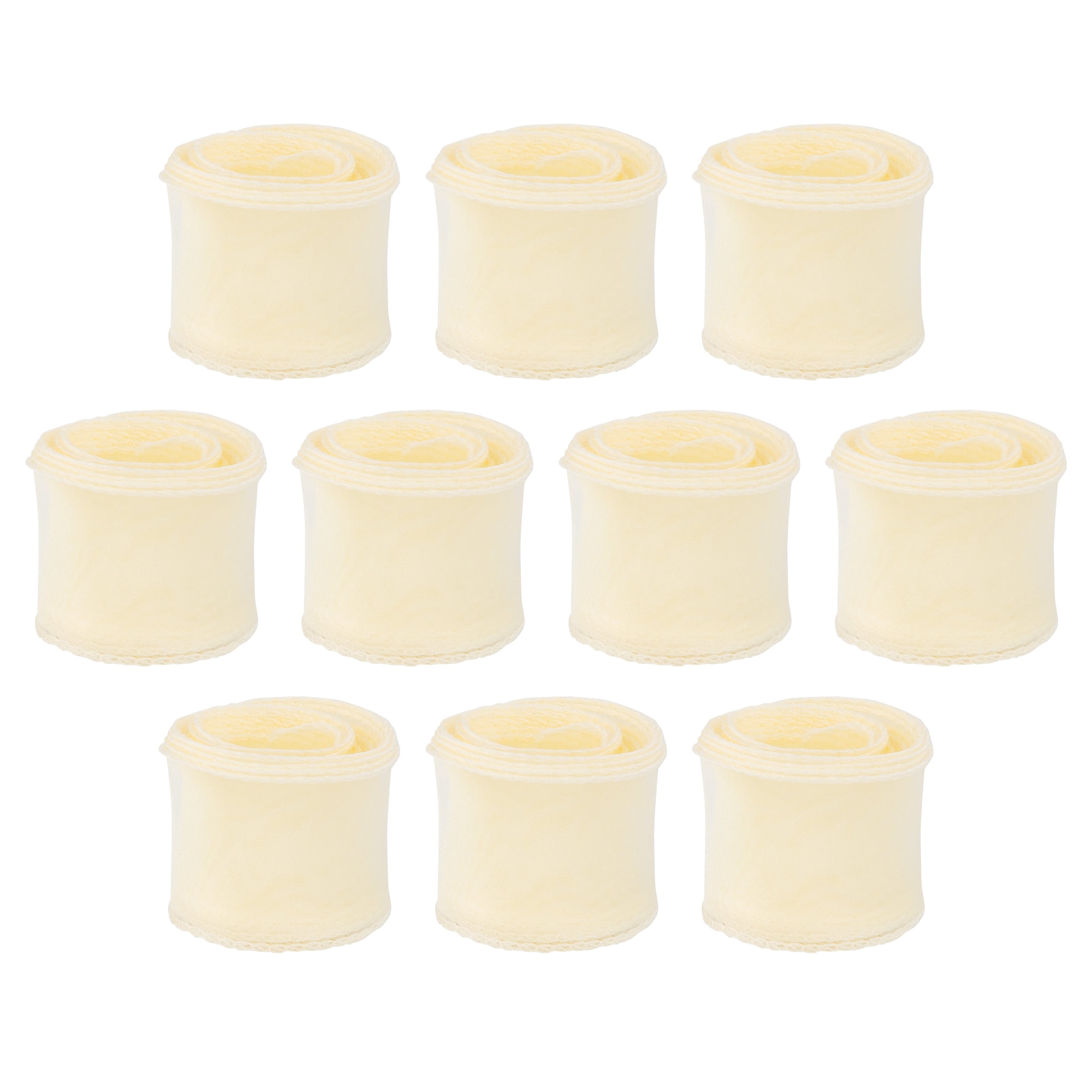 Unique Bargains 10Pcs Woven Edge Chiffon Ribbon on Sturdy Spools Champagne 2.4 Yard