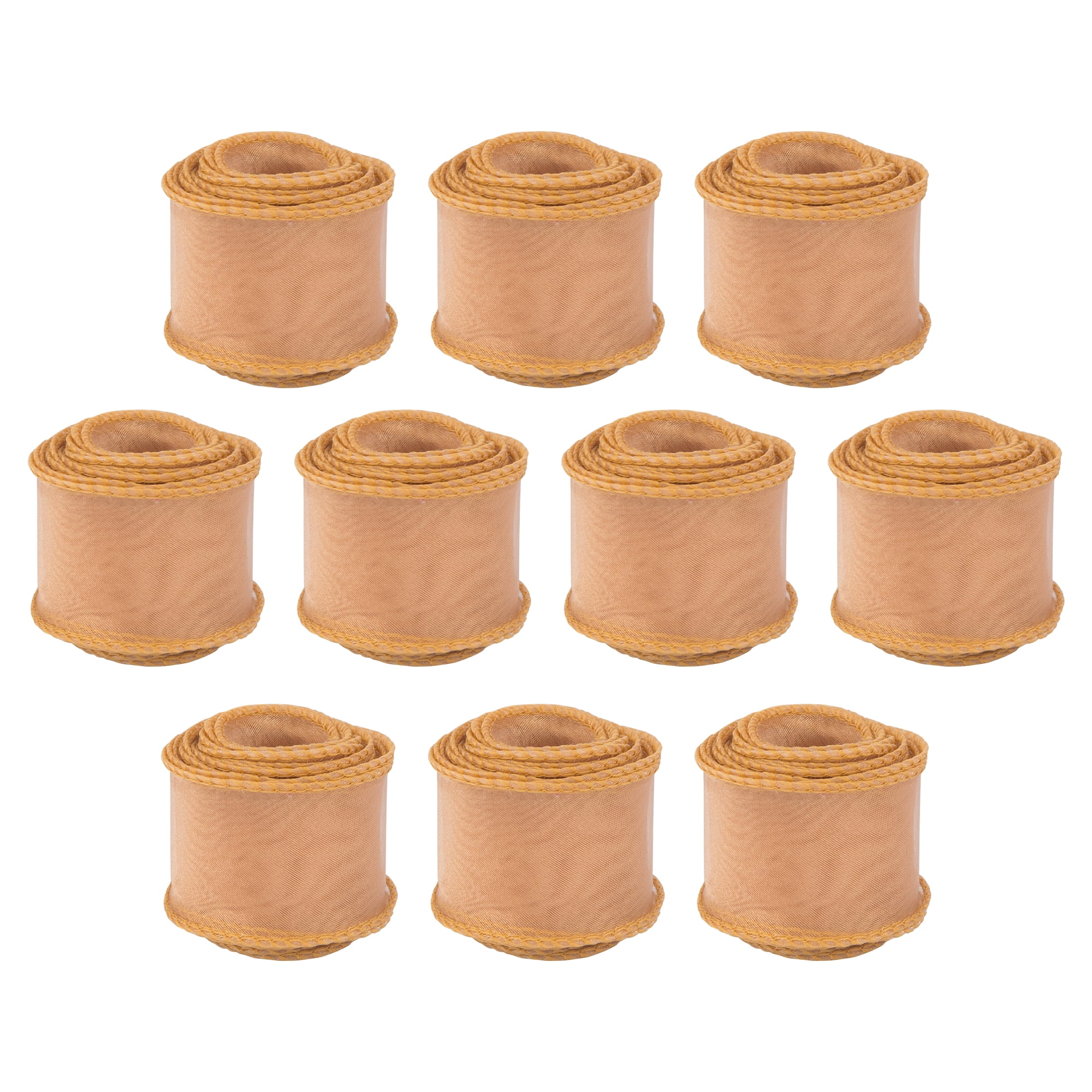Unique Bargains 10Pcs Woven Edge Chiffon Ribbon on Sturdy Spools Coffee 2.4 Yard