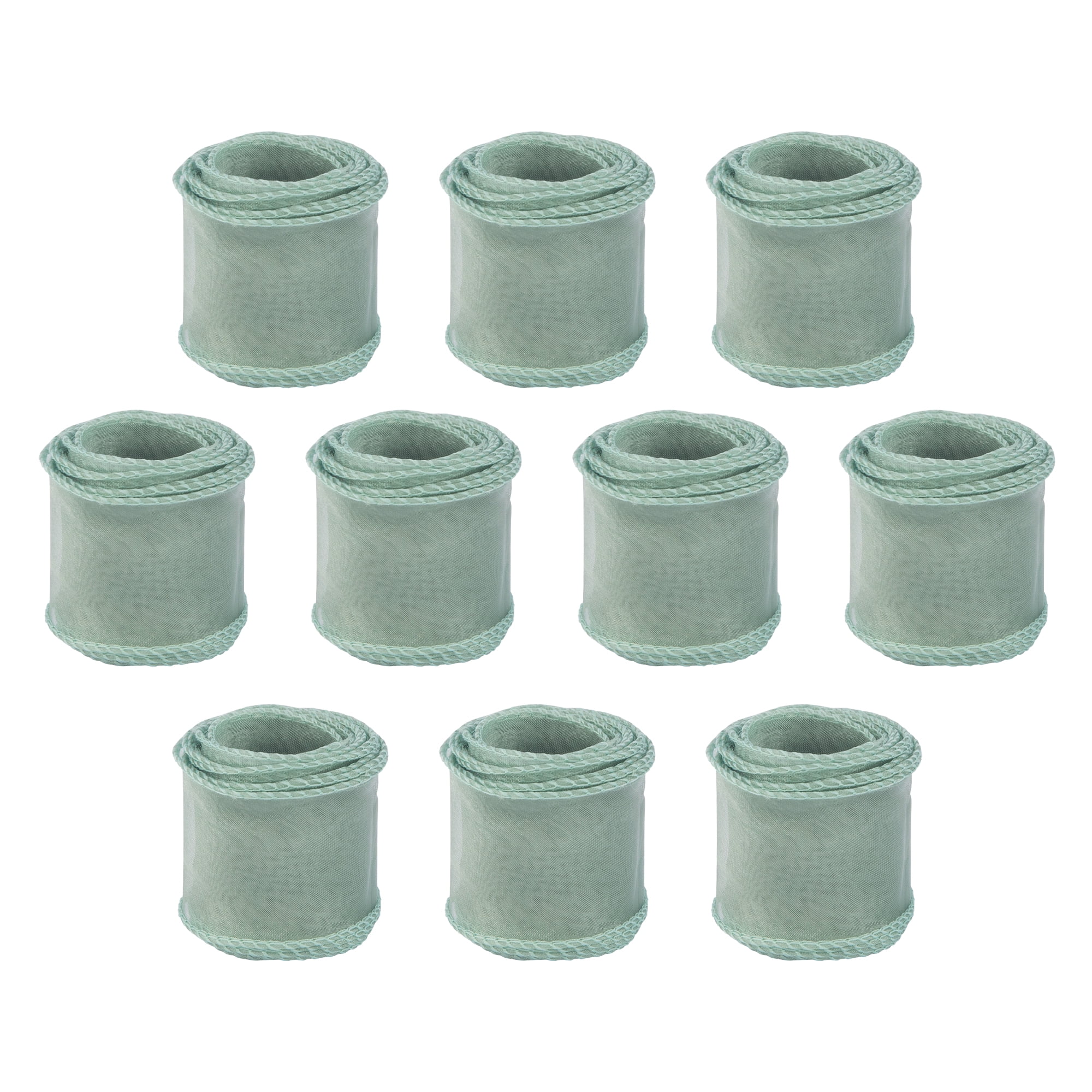 Unique Bargains 10Pcs Woven Edge Chiffon Ribbon on Sturdy Spools Green 2.4 Yard