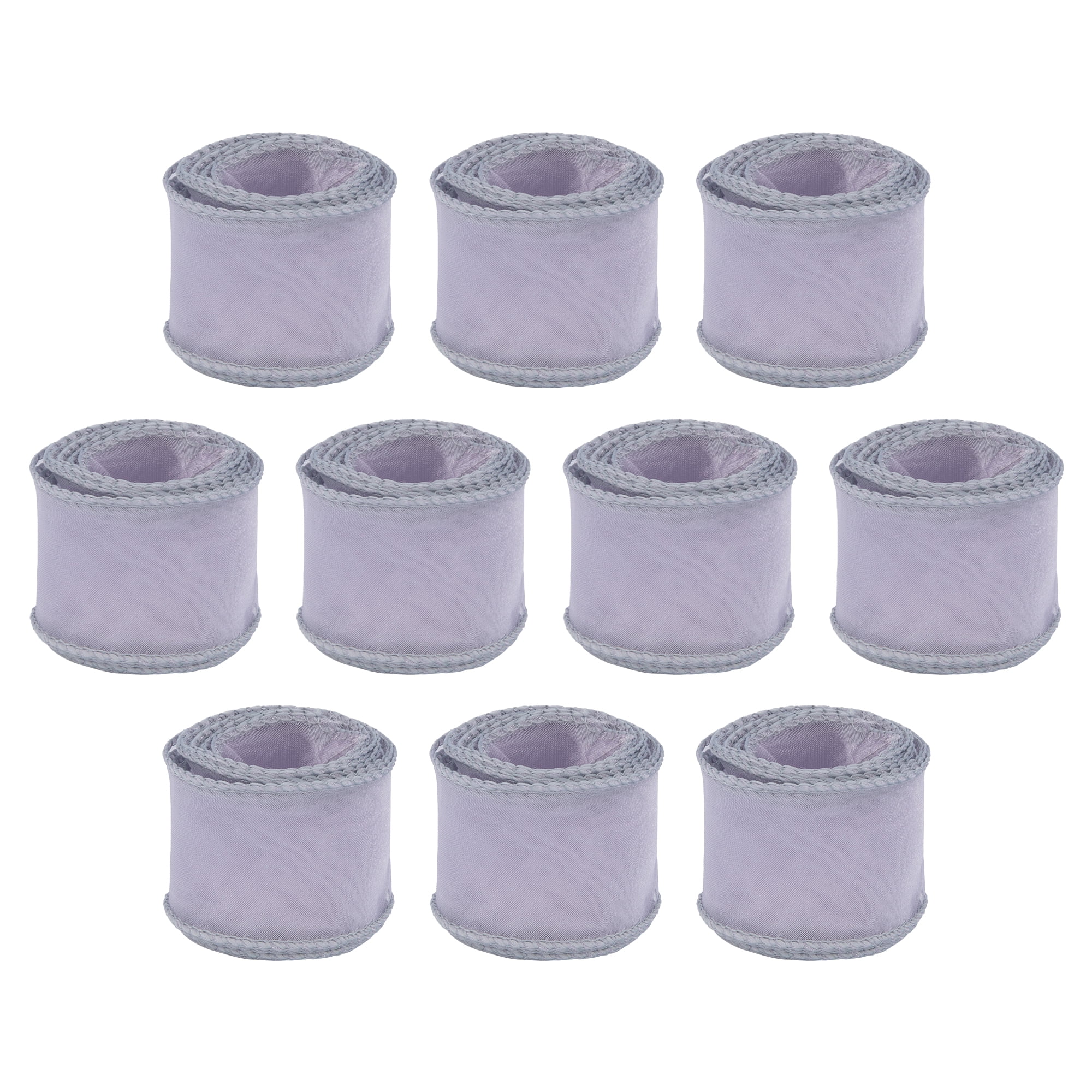 Unique Bargains 10Pcs Woven Edge Chiffon Ribbon on Sturdy Spools Grey 2.4 Yard