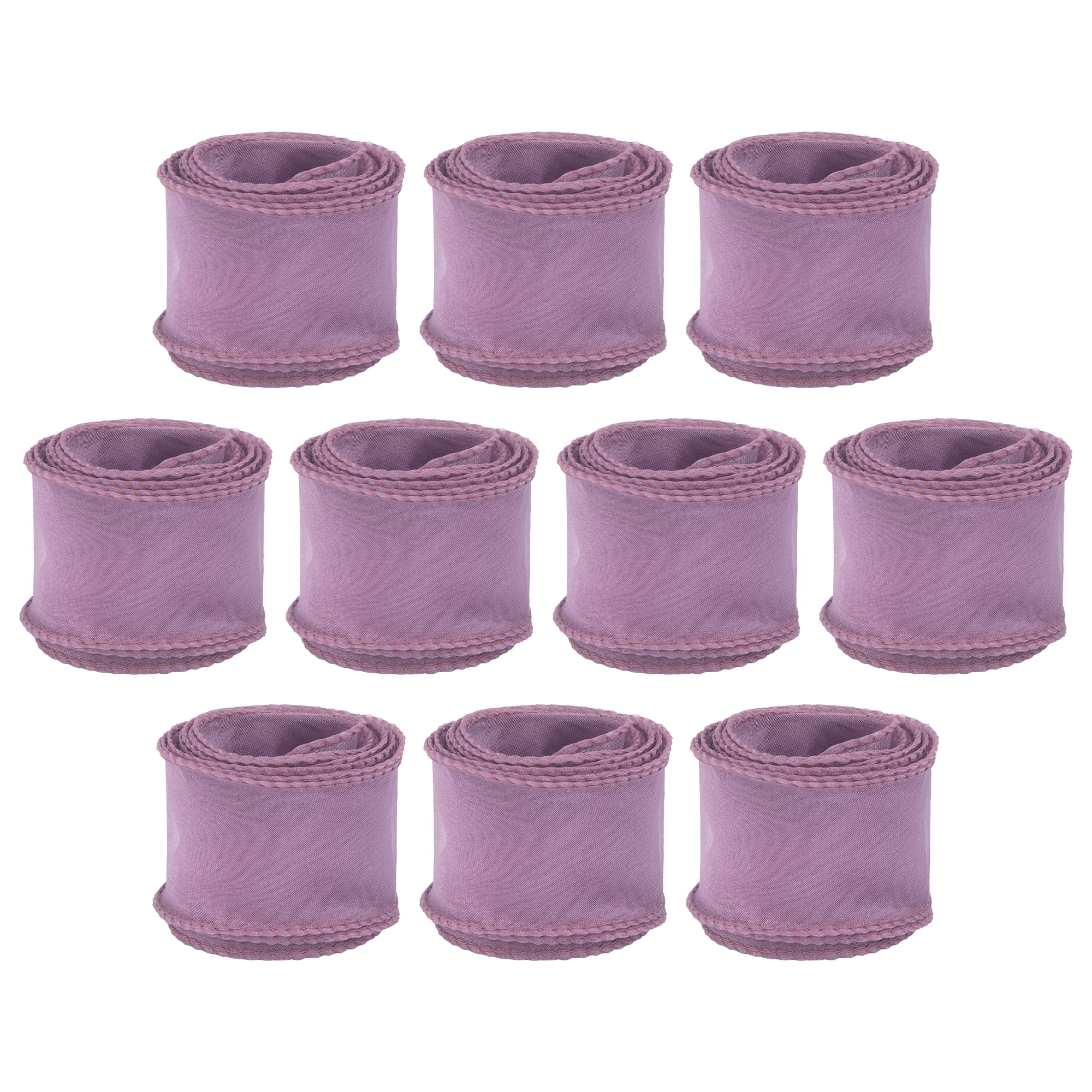 Unique Bargains 10Pcs Woven Edge Chiffon Ribbon on Sturdy Spools Purple 2.4 Yard