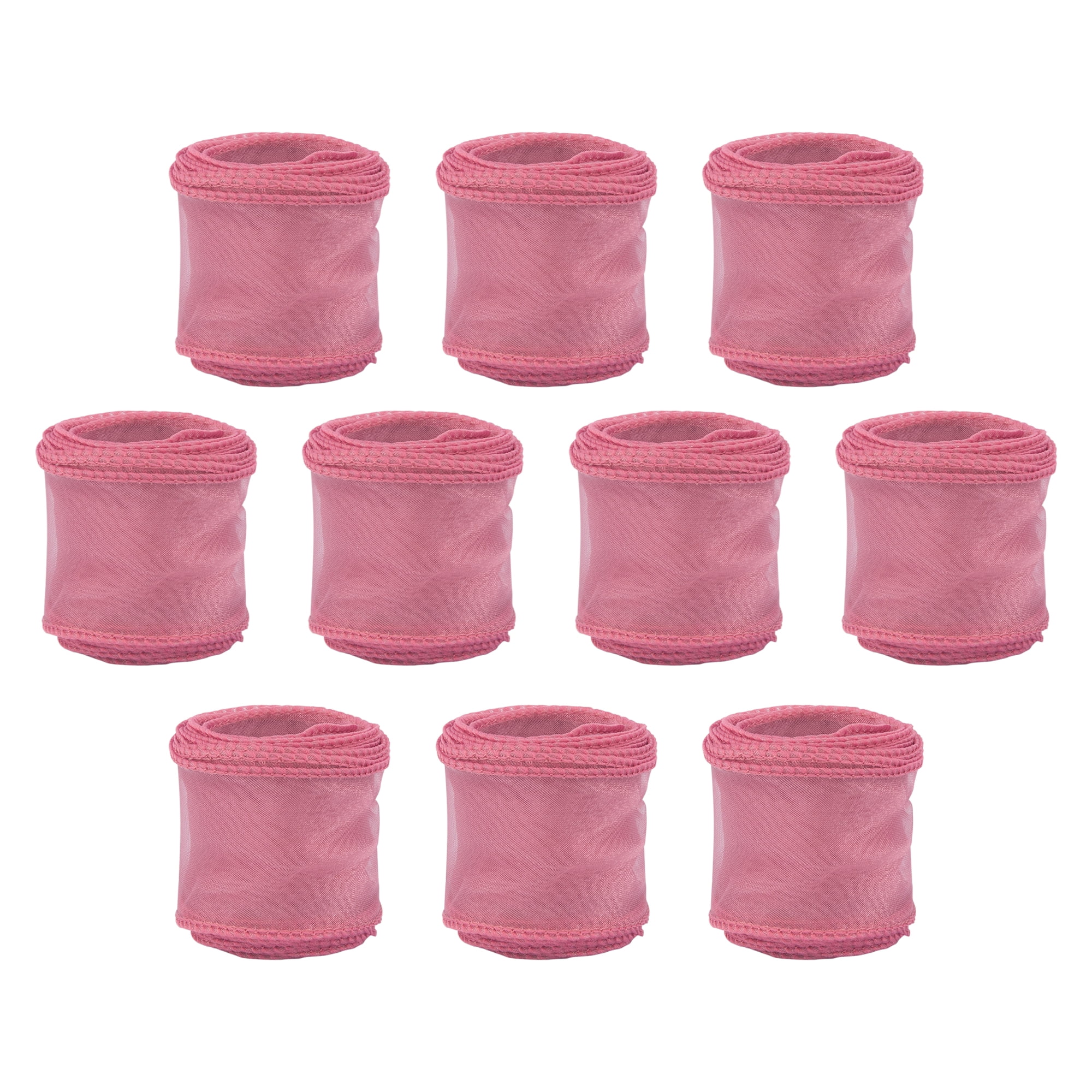 Unique Bargains 10Pcs Woven Edge Chiffon Ribbon on Sturdy Spools Rose Red 2.4 Yard