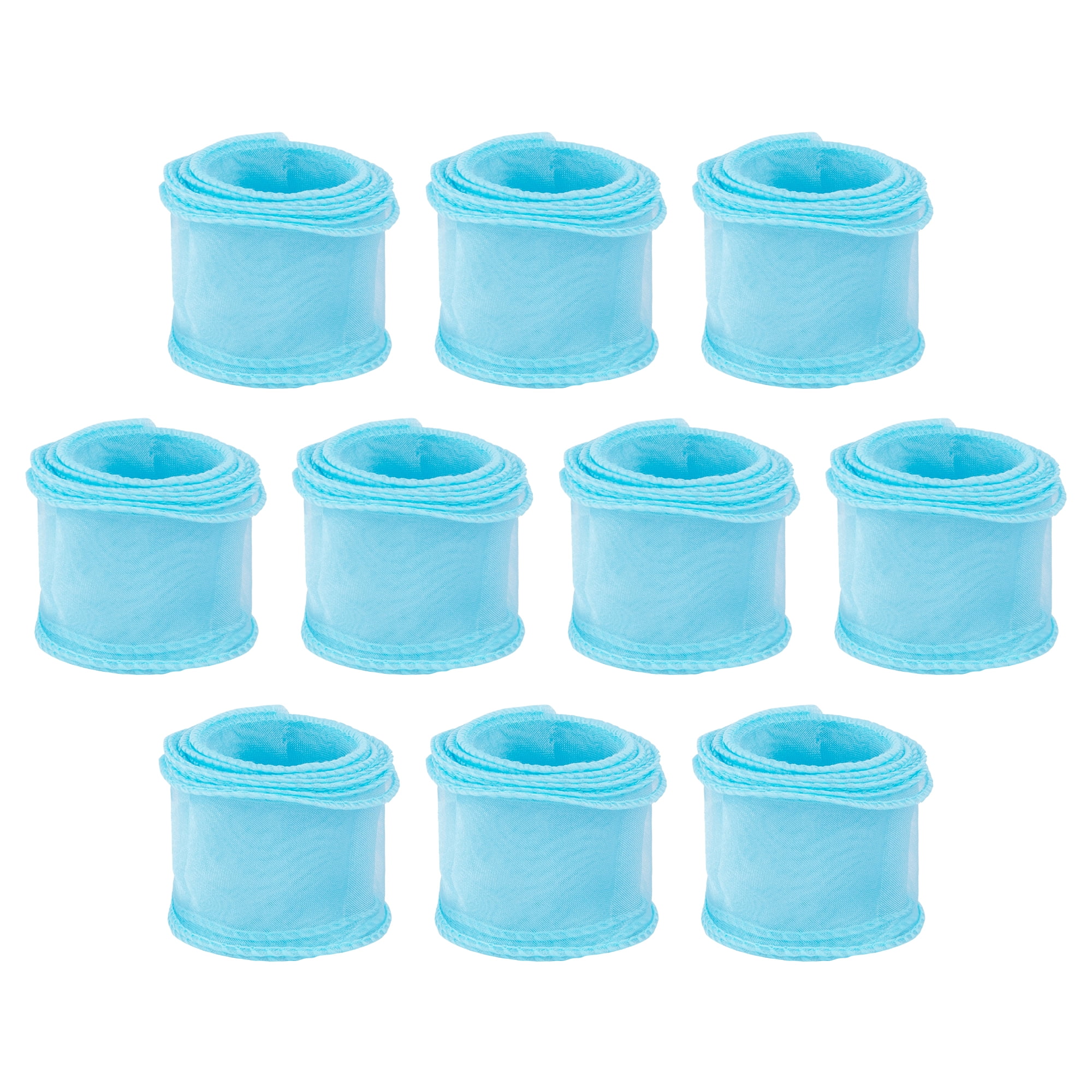 Unique Bargains 10Pcs Woven Edge Chiffon Ribbon on Sturdy Spools Sky Blue 2.4 Yard