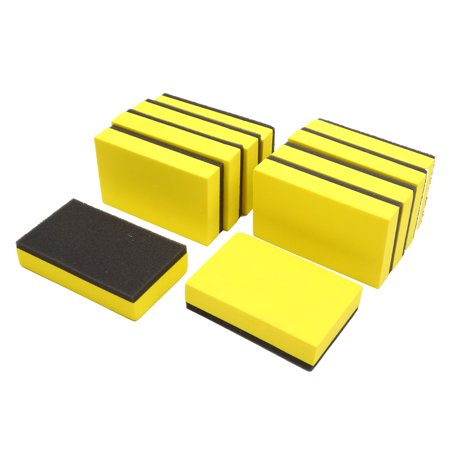 Unique Bargains 10Pcs Yellow Car Waxing Polishing Foam Sponge Pads Cleaning Detailing Tool