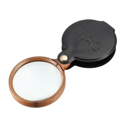 Unique Bargains 10X Pocket Folding Magnifier Reading Magnifying Glass with Leather Case 2.36" Black