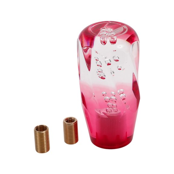 Unique Bargains 10cm Gear Shift Knob Acrylic Car for Automatic and Manual Vehicle with 2 Adapter Clear Red 1 Set