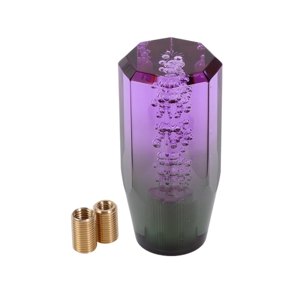 Unique Bargains 10cm Gear Shift Knob Acrylic Car for Automatic and Manual Vehicle with 2 Adapter Purple Green 1 Set
