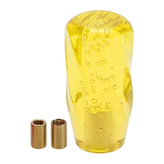 Unique Bargains 10cm Gear Shift Knob Acrylic for Automatic and Manual Vehicle with 3 Adapter Yellow 1 Set