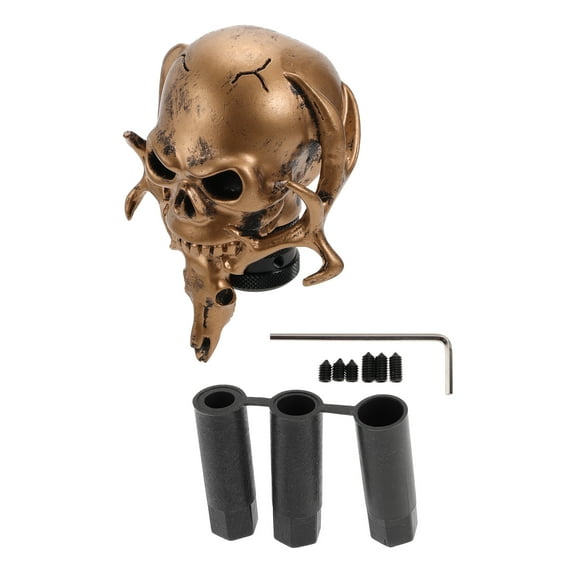 Unique Bargains 10cm Gear Shift Knob Resin Skull for Automatic and Manual Vehicle with 3 Adapter Copper Tone 1 Set