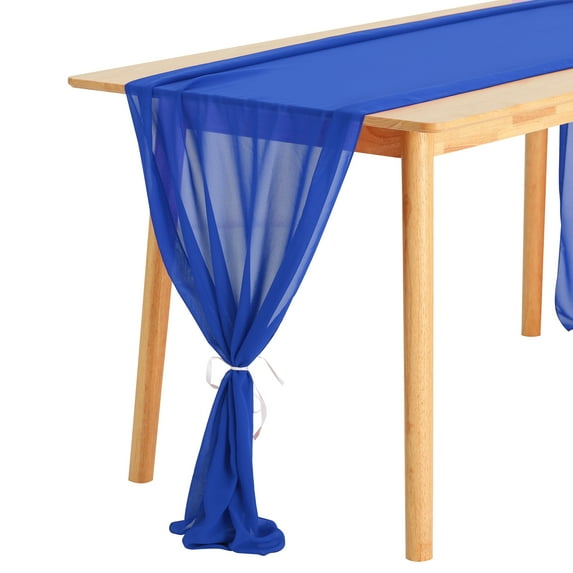 Unique Bargains 10ft Chiffon 120 Inch Long Sheer Romantic Table Runner (6 Count) Royal Blue 28x120 Inch