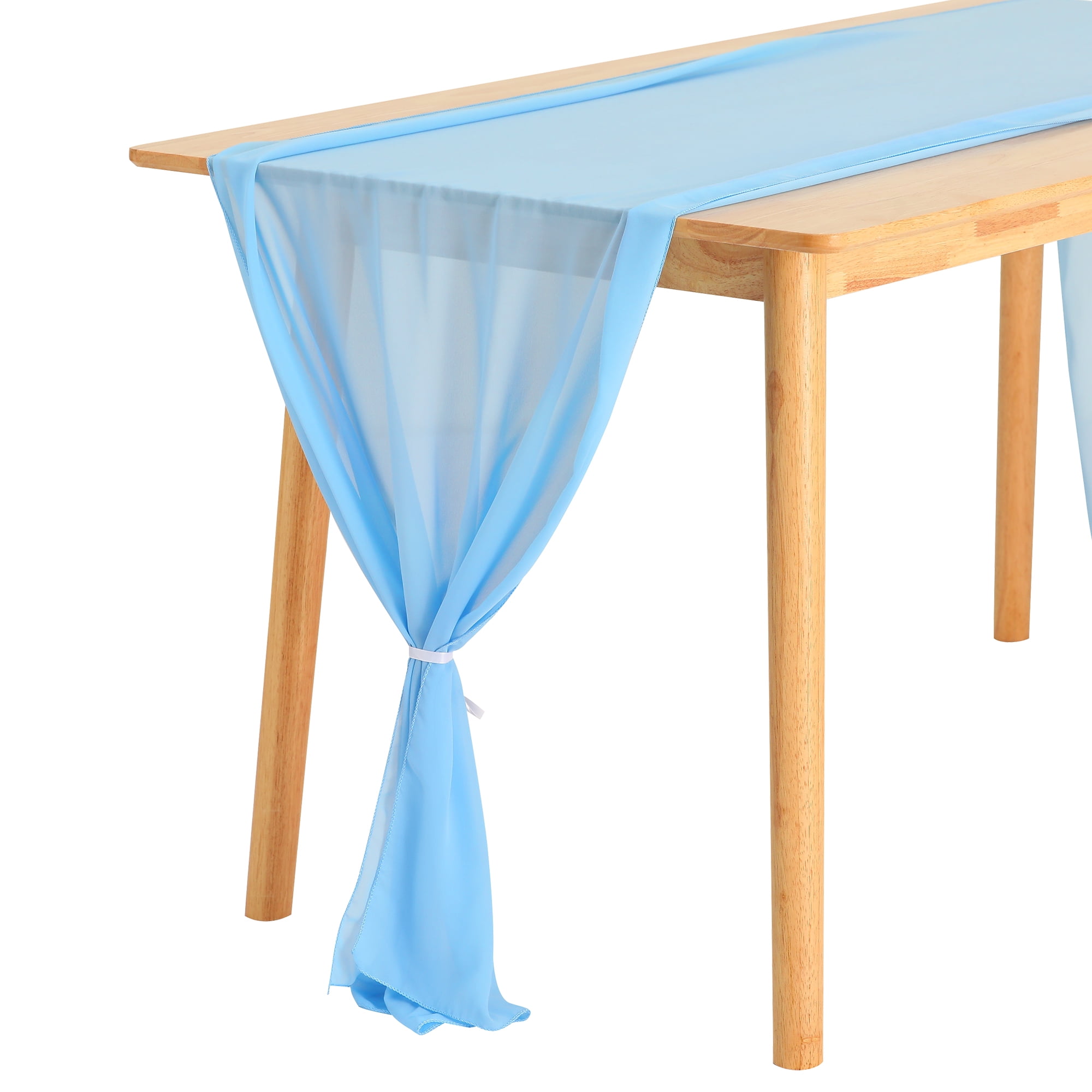 Unique Bargains 10ft Chiffon 120 Inch Long Sheer Romantic Table Runner (6 Count) Sky Blue 28x120 Inch