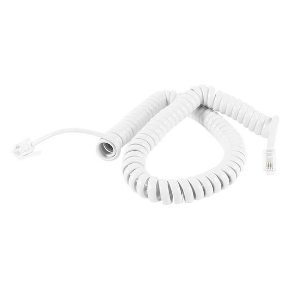 Unique Bargains 10ft Length Coil Stretchy RJ9 4P4C Elastic Telephone Cable White