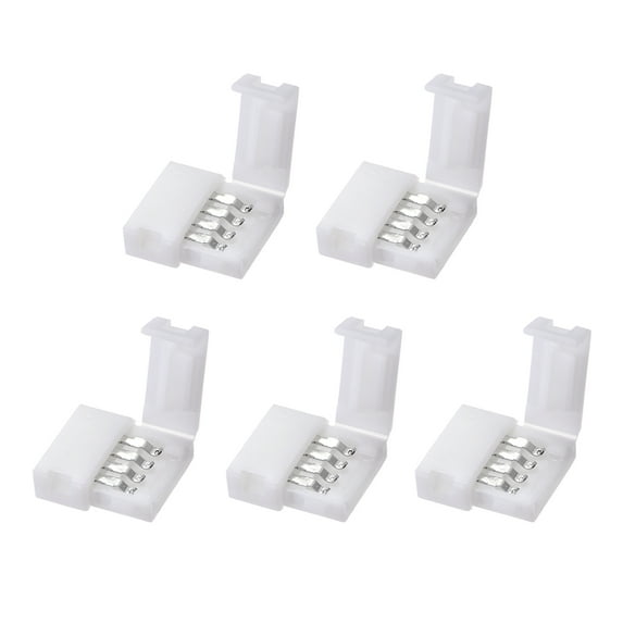 Unique Bargains 10mm 4P LED Strip Connector Solderless for 5050 3528 RGB Multicolor Strip Lights 5Pcs
