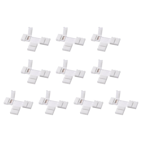 Unique Bargains 10mm 4P T-shape LED Strip Connector Quick Splitter for 5050 RGB Strip Lights 10Pcs