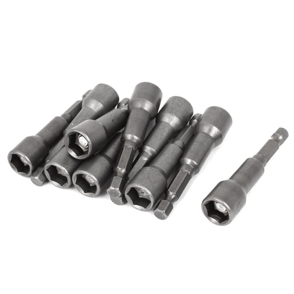 Unique Bargains 10mm Hexagon Magnetic Nut Socket Driver Bit Adapter 65mm Length 10 Pcs