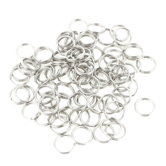 Unique Bargains 10mm Outer Dia Shiny Metal Double Loop Split Ring Key Holder Keyring 80pcs