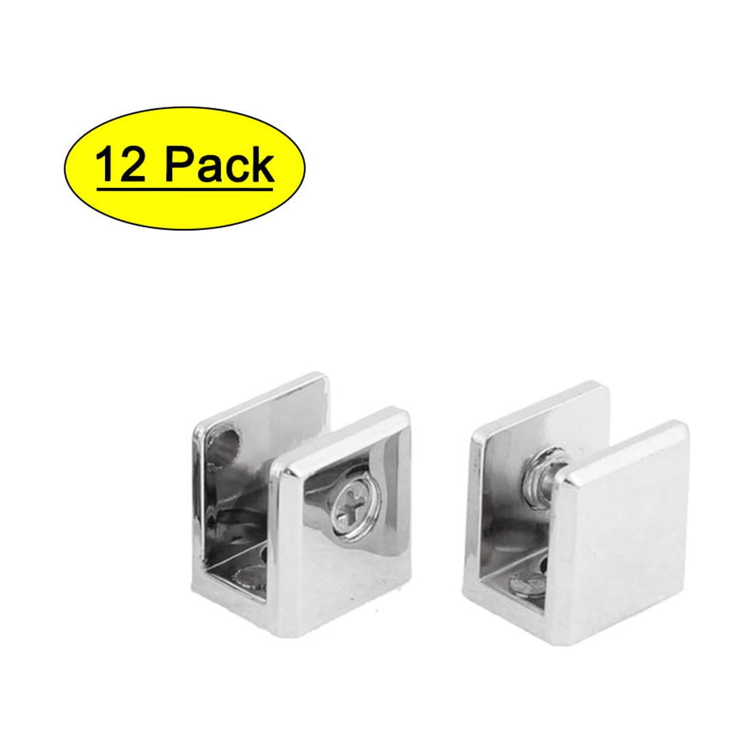 Unique Bargains 10mm Thickness Glass Shelf Bracket Support Clip Clamp Silver Tone 12pcs