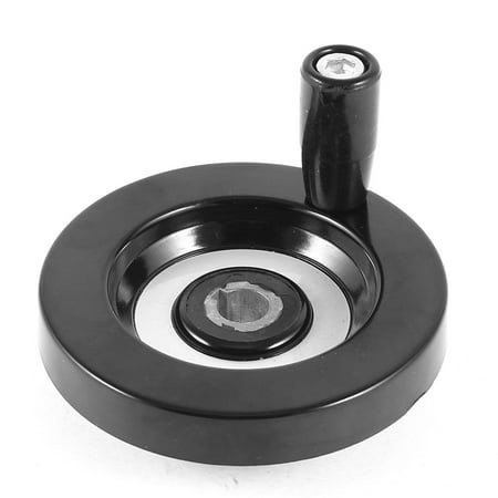 Unique Bargains 10mm x 80mm Back Ripple Hand Wheel Black w Grip for Lathe Machine