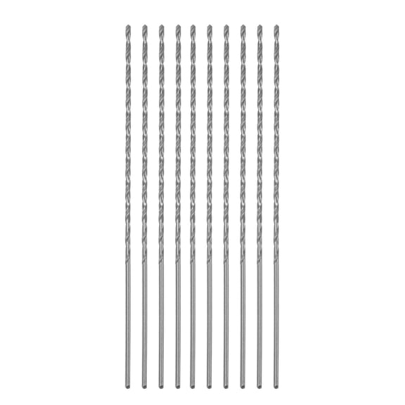 Unique Bargains 10pack Extra Long Drill Bits, 1.2mm HSS Drill Bit with High Speed Steel 80mm Length for Metal Wood Plastic