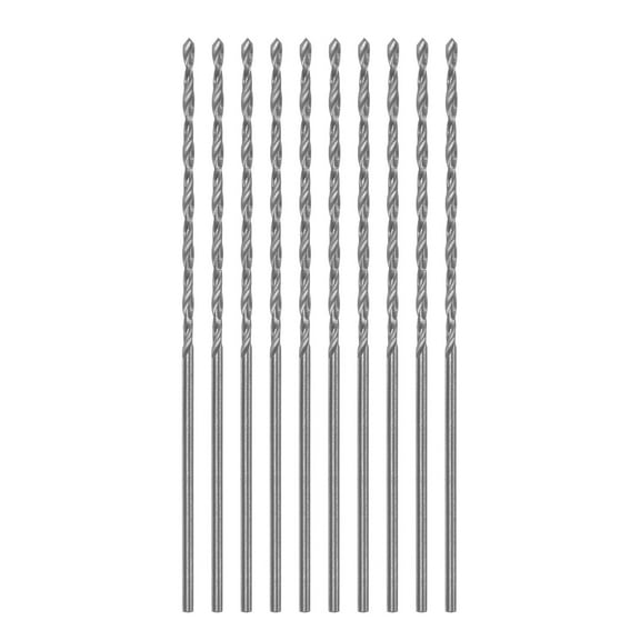 Unique Bargains 10pack Extra Long Drill Bits, 1.3mm HSS Drill Bit with High Speed Steel 65mm Length for Metal Wood Plastic