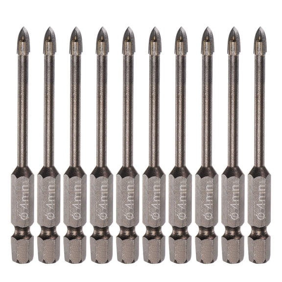 Unique Bargains 10pack Titanium Masonry Drill Bit, 4mm Concrete Drill Bits Triangle Drill Bit with 1/4' Hex Shank