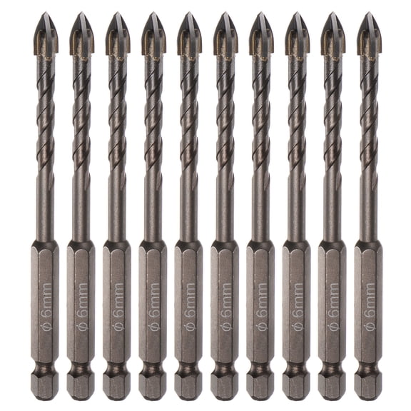 Unique Bargains 10pack Titanium Masonry Drill Bit, 6mm Concrete Drill Bits Ceramic Drill Bit with 1/4' Hex Shank