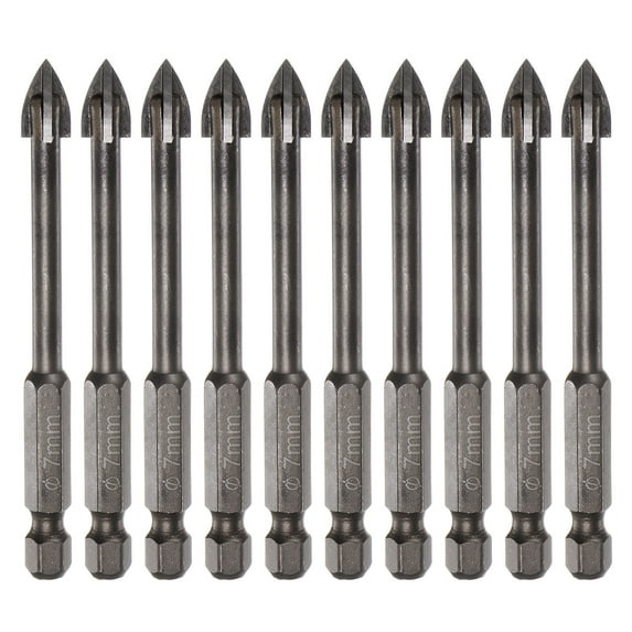 Unique Bargains 10pack Titanium Masonry Drill Bit, 7mm Concrete Drill Bits Triangle Drill Bit with 1/4' Hex Shank